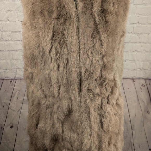 COCO+ CARMAN Women's 100% Tan Angora Fur Size S/M Zip Vest - Picture 12 of 16